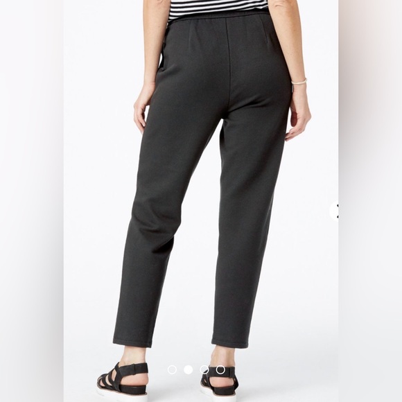 Eileen Fisher Black Organic-Cotton Twill Knit Slouchy Ankle Pants S - Picture 2 of 10